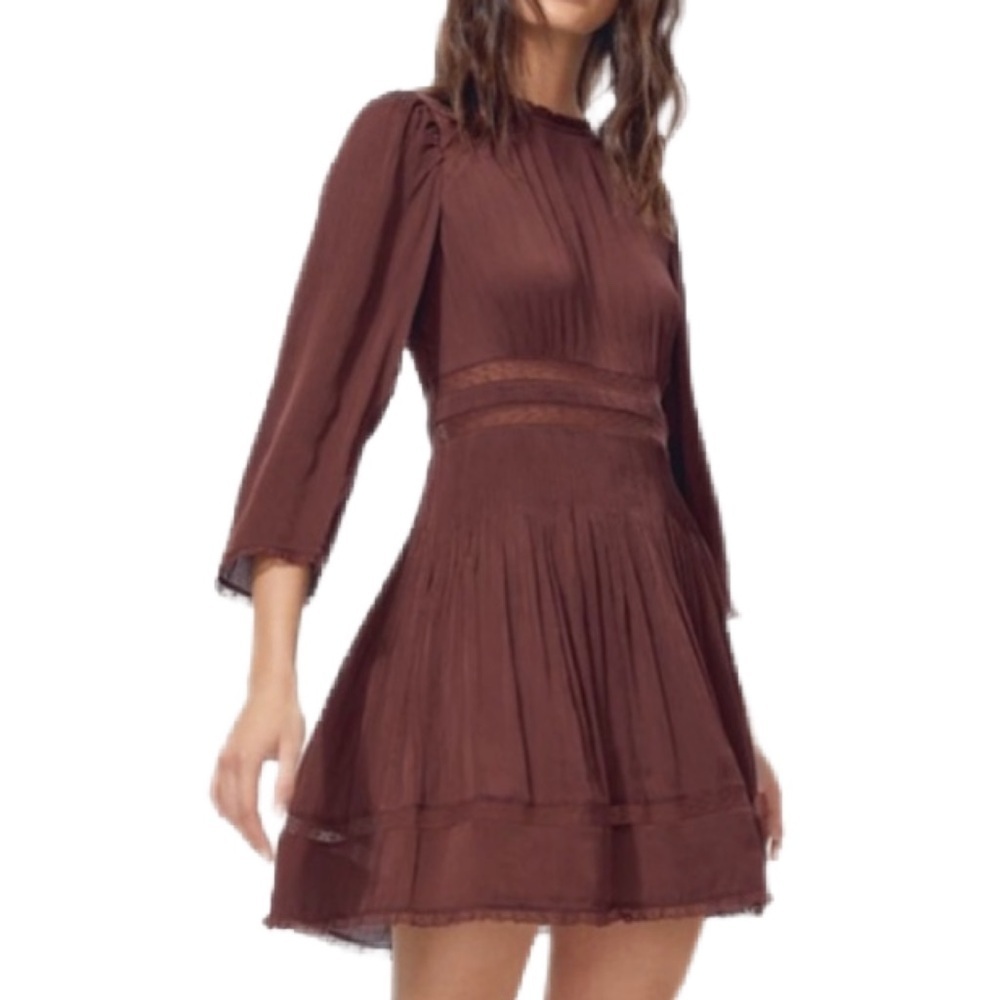 Wilfred NWOT Flaneur La Boheme Mini dress in Chocolate Brown SIZE 0 (XS)